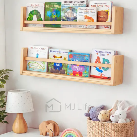 Prateleira Flutuante Porta-Livros em Madeira Natural 60cm | Suporte Invisível