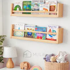 Prateleira Flutuante Porta-Livros em Madeira Natural 60cm | Suporte Invisível