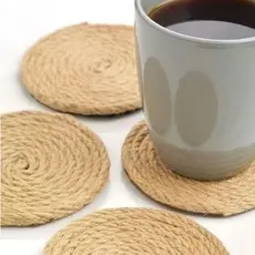 Kit Porta Copos Redondo de Sisal Natural Artesanal 2 Unidades