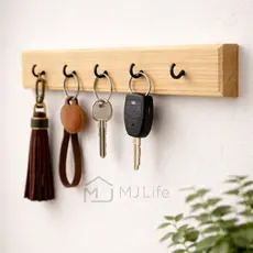 Claviculário de Madeira Pinus 6 Ganchos 25cm Porta Chaves Decorativo