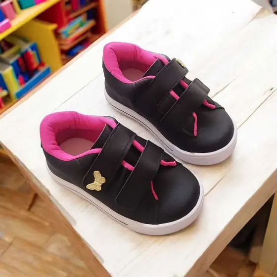 Tênis Preto Pink Rebite Borboleta  Qualidade e Conforto 20 ao 27.