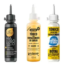 Kit Tônicos Capilares Gota Dourada  - Tradicional, Hialurônico e Biotina