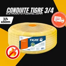 Conduite 3/4 X 50m Eletroduto Tigre Original Rolo Mangueira Corrugada