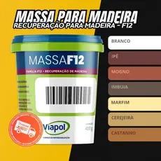 Massa F12 Calafetar Correção Madeira Viapol 400g Div Cores