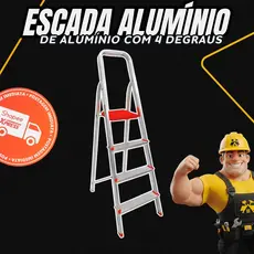 Escada Mor Alumínio 4 Degraus Reforçada uso Doméstico