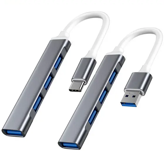 Hub Extensão Usb Tipo C ou Usb 4 Portas 1x Usb 3.0 5gbps 3x Usb 2.0