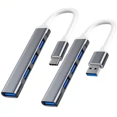 Hub Extensão Usb Tipo C ou Usb 4 Portas 1x Usb 3.0 5gbps 3x Usb 2.0