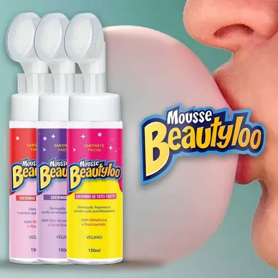 Mousse Sabonete Facial 150ml Face Beautiful  Beautyloo de Limpeza Com Aplicador