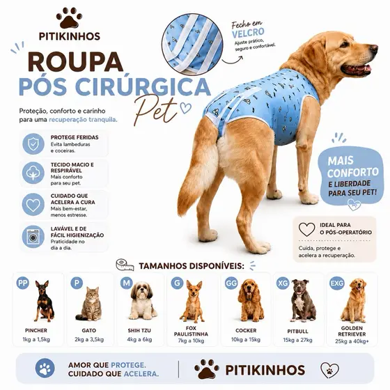 ROUPA PÓS CIRURGICA PET ROUPA POS CASTRAÇÃO