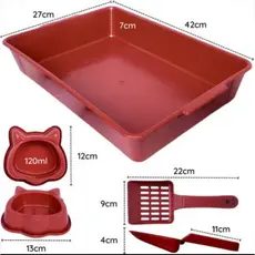 Kit Caixa de Areia para gatos + comedouro + bebedouro + pazinha