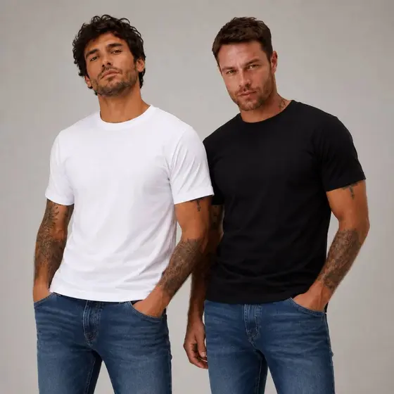 Kit 2 Camisa Masculina Slim Fit 100% Algodão Premium Para Dia a Dia