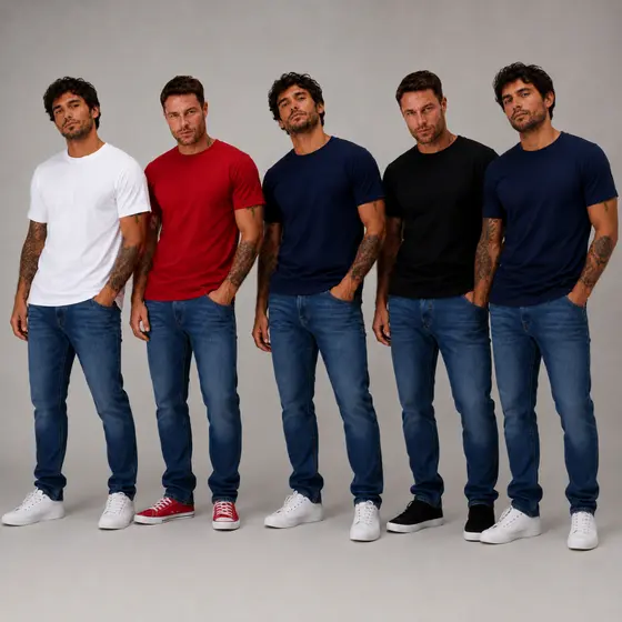 Kit 5 Camisetas Masculina Algodão 100% Básicas 30.1 Lisa 100% Linha Premium