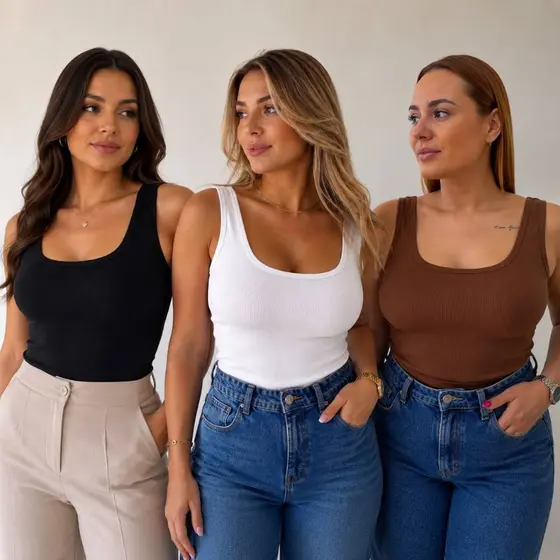 Kit Regata Feminina Canelada Premium Básica Confortável Verão