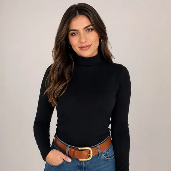 Blusa Feminina Manga Longa Peluciada Cacharrel Gola Alta Flanelada Canelada