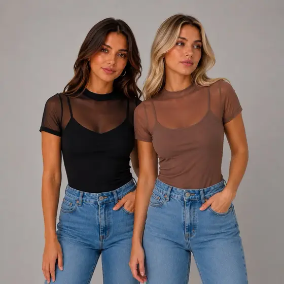 Blusa Tule Feminina Transparente Academia Moda Fitness Confortável