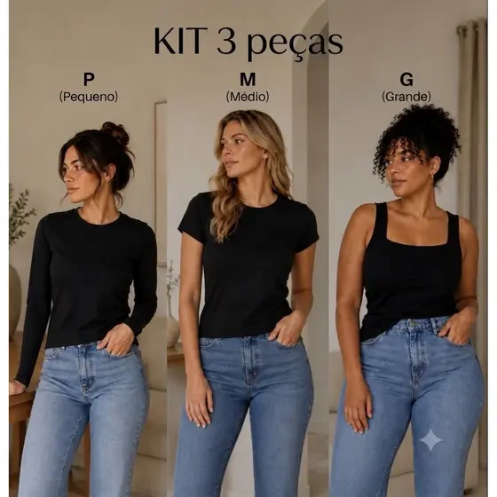 blusa feminina poliamida canelada regata ou manga longa e meia manga