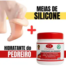 Meia de Silicone + Hidratante do Pedreiro Kit Tratamento Intensivo para Pés Secos, Rachados e Ressecados
