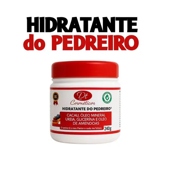 Creme Hidratante do Pedreiro  com Ureia Para Pés Rachados Glicerina Óleo de Amêndoas Cacau Corpo Mão 240g