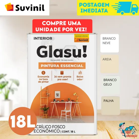 Tinta Acrílica Glasu Essencial 18 Litros Suvinil Cores