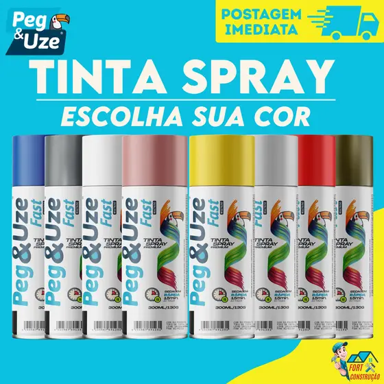Tinta Spray Peg&Uze Premium 300ml Multiuso, Alta Cobertura, Secagem Rápida e Acabamento Profissional