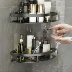 2 Prateleiras Multiuso De Canto Em L de Banheiro, Shampoo, Organizador de Sabão Segura 10kg