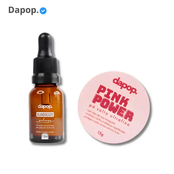 Kit Pó Solto Ultrafino Rosa Mosqueta Pink Power + Blindagem Poderosa - Dapop