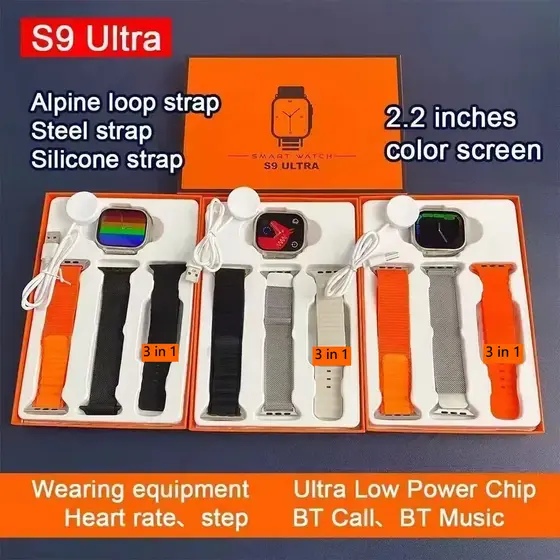 2025 New S9 Ultra Smartwatch TWS Telefone Auricular Dois Em Um Smartwatch De 2,02 Polegadas Série PK 8