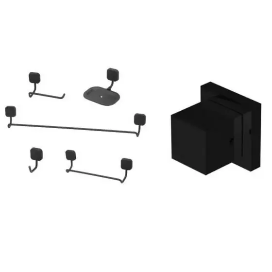 Kit Banheiro Preto Fosco Acabamento p/ Registro + Kit 05 PÇ