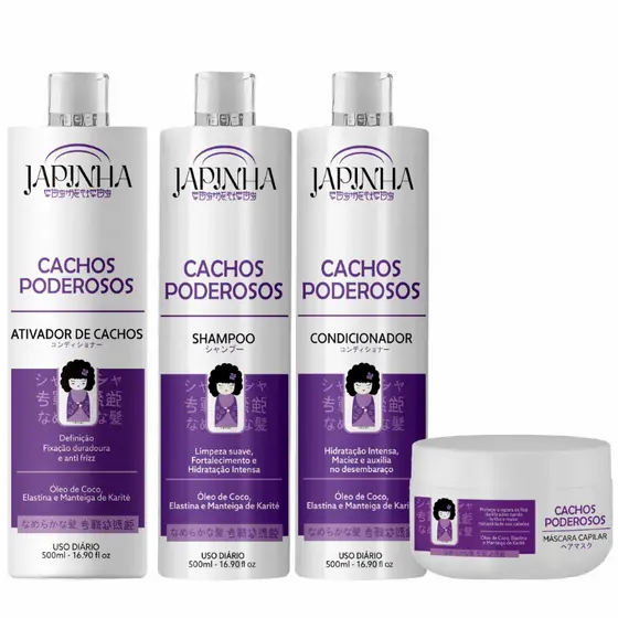 Kit Ativador + Shampoo e Condicionador + Máscara 300G – Cachos Poderosos – Japinha