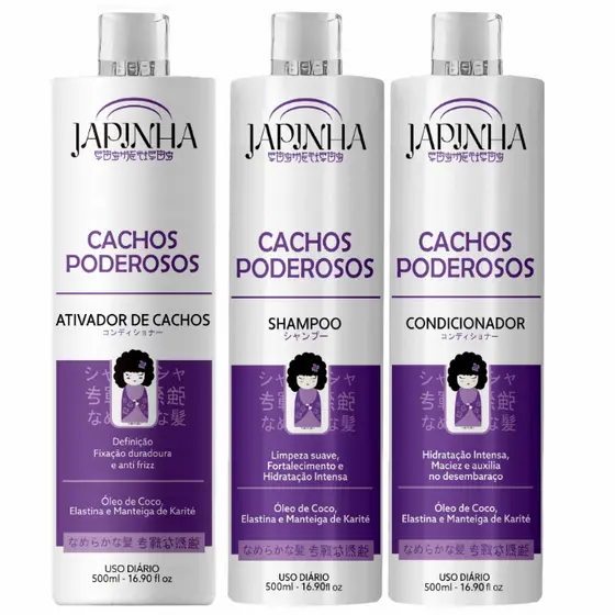 Kit Ativador + Shampoo e Condicionador – Cachos Poderosos – Japinha