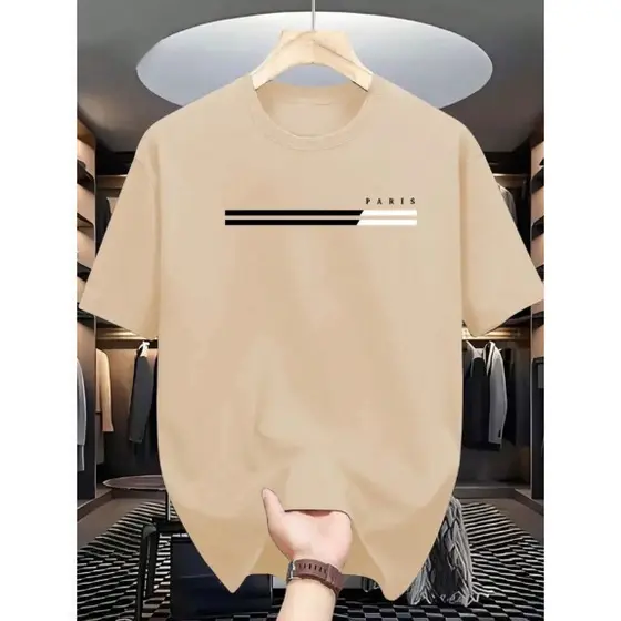 Camiseta Paris 2 faixas preta camisa masculina 100% algodão manga curta, camisa masculina