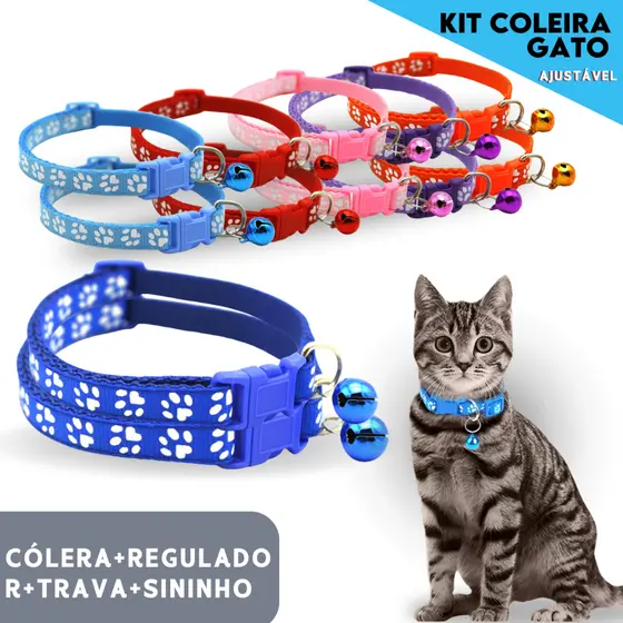 Coleira Pet Com Sino Ajustável Para Cães e Gatos Segura e Confortável - NL