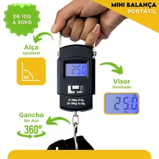 Balança De Bagagem Digital De Mão Com Gancho Até 50kg - NL