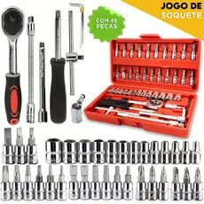 Kit Ferramenta 46 Peças - Completo -Catraca Soquete e Chave Allen - NL