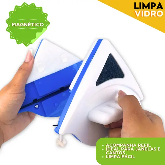 Limpa Vidro Magnético - Dupla Face C/ Super Imã Mágico - NL