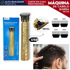 Máquina de Cortar Cabelo e Barba Profissional USB – Kit Completo com Óleo e Pentes - NL