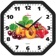 Relógio de Parede Gama Preto Fruta Oitavado Plashome Cozinha Sala Escritório 24 Centímetro