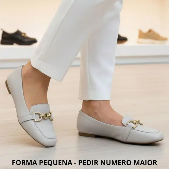 Sapatilha Mocassim Feminina Bico Quadrado Confortável Enfeite Elegante