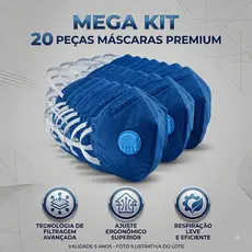 Kit 20 Máscara PFF2-S com Valvula semifacial segurança epi tripla camada de proteção