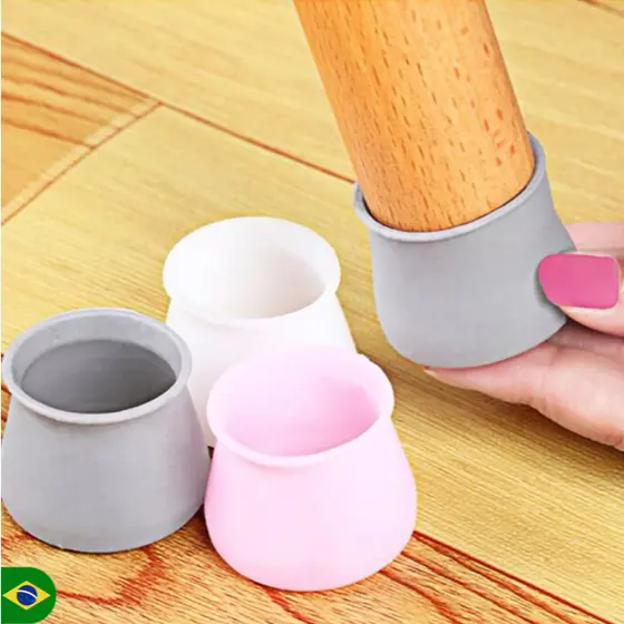 Kit 24/20/16/12 Protetor Silicone Pé de Mesa e Cadeira Proteger o piso