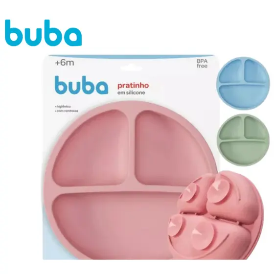Pratinho Infantil Silicone Macio Com Ventosa e Divisórias alimentar Para Bebê Antiderrapantes