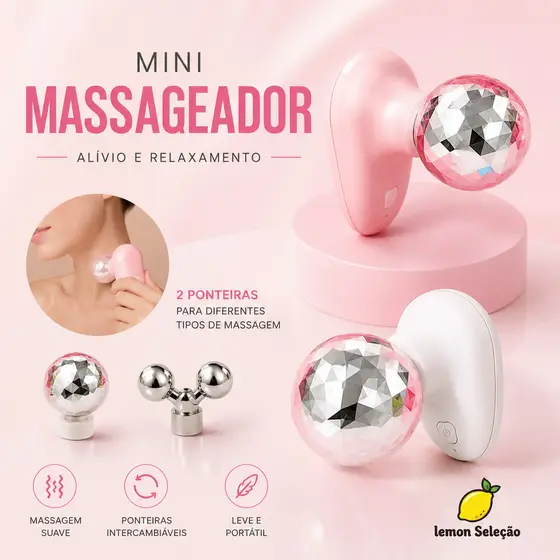 Mini massageador Colorido com 2 ponteiras para relaxamento muscular