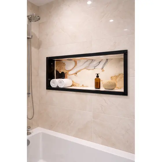 NICHO PARA BANHEIRO EM PORCELANATO 60X30CM DE EMBUTIR NA PAREDE.