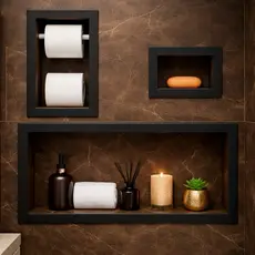KIT NICHO DE BANHEIRO EM PORCELANATO + PORTA PAPEL HIGIENICO+ SABONETEIRA - ENVIO IMEDIATO.