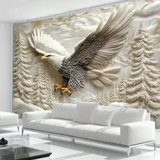Quadro Decorativo Águia em Alto Relevo 3D - Voo na Neve | Decoração Casa Sala Escritório