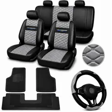 kit Capa Banco Automotivo Couro Gol G1 G2 G3 G4 G5 G6G7 Vw tapete de carro + capa de volante