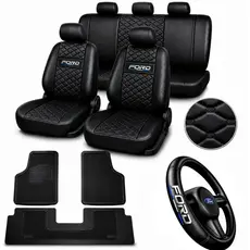 Capa de Banco 100% Couro Ford Ka Fiesta Focus Ecosport Verona Versailles Mondeo + tapete de carro