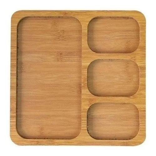 Tábua para Petisco com 4 Divisórias - Frios, Aperitivos, Salgadinhos - Petisqueira