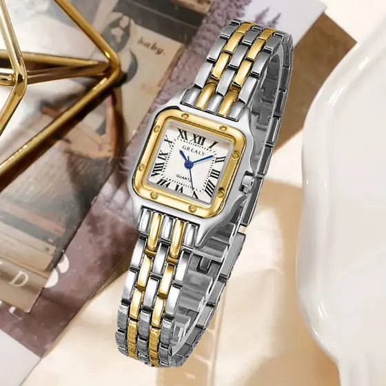 Relógio de quartzo quadrado balão relógio feminino luxo Retro All-Match 30m à prova dwaterproof água diamante incrustado