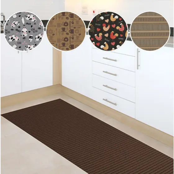 Passadeira Emborrachada Cozinha 43cm x 130cm Tropical Antiderrapante Seguro Alto Padrão Kapazi